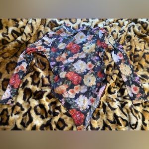 Floral Sheer Turtleneck Bodysuit